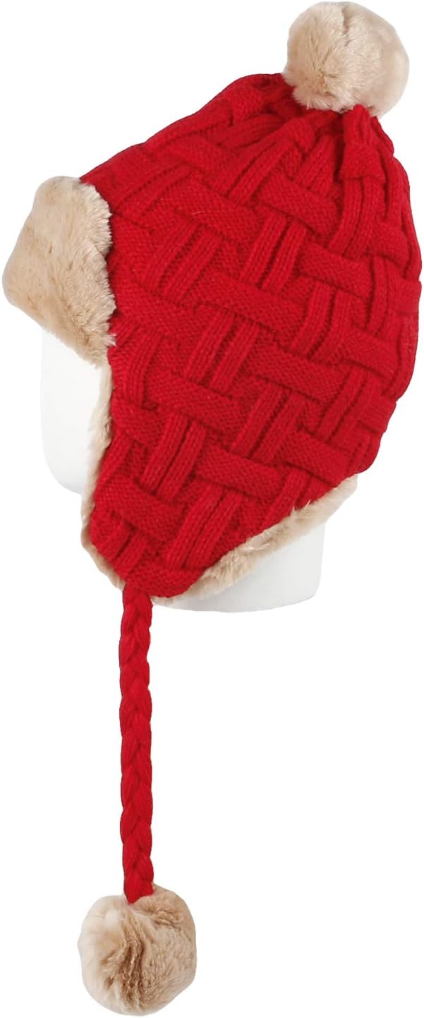 WITHMOONS Fleece Lining Thick Cable Knit Beanie Hat Earflaps Cap FZ70022