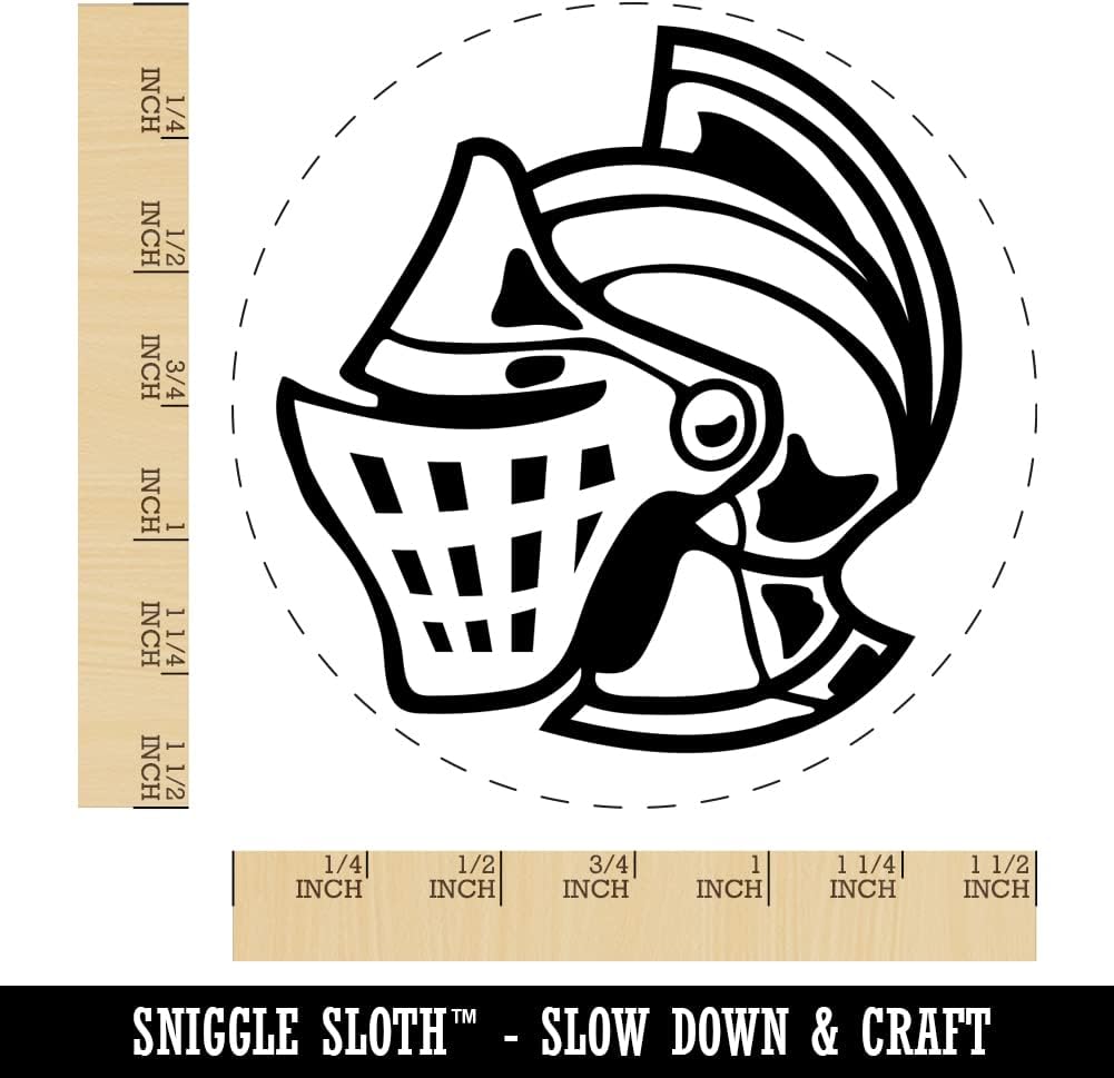 Medieval Knight Helmet Self-Inking Rubber Stamp Ink Stamper for Stamping Crafting Planners - 1-1/2 Inch Large - Black Ink