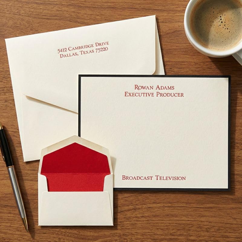 Personalized Manager Flat Cards with Optional Border & Envelopes | Horizontal Format | 4.5" x 6.25" | Triple-Thick 140 lb Cardstock | Raised Ink Thermography | Custom Personalized Stationery | Set of 25 | Made in the USA