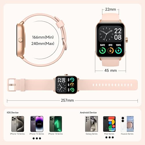 Miniatura 8 de Relojes inteligentes para mujer, pantalla HD de 1.8 pulgadas, compatible con iPhoneAndroid (respuestashacer llamadas), más de 110 modos deportivos