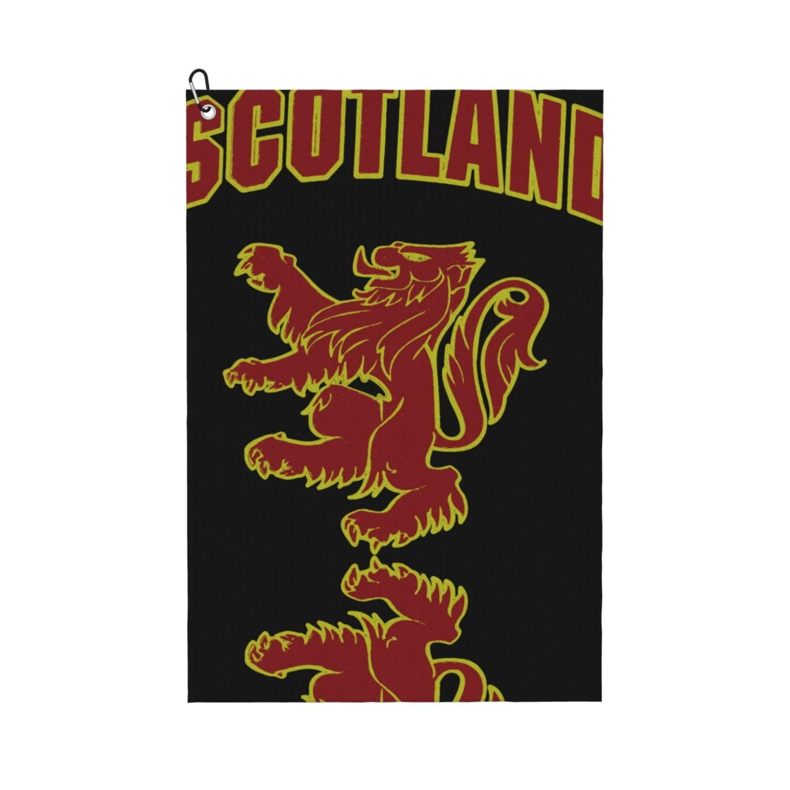 peiyeety Scottish Rampant Lion Microfiber Golf Towel with Carabiner Clip, 16x24 Inch Absorbent Waffle Weave Towel for Golf Bags