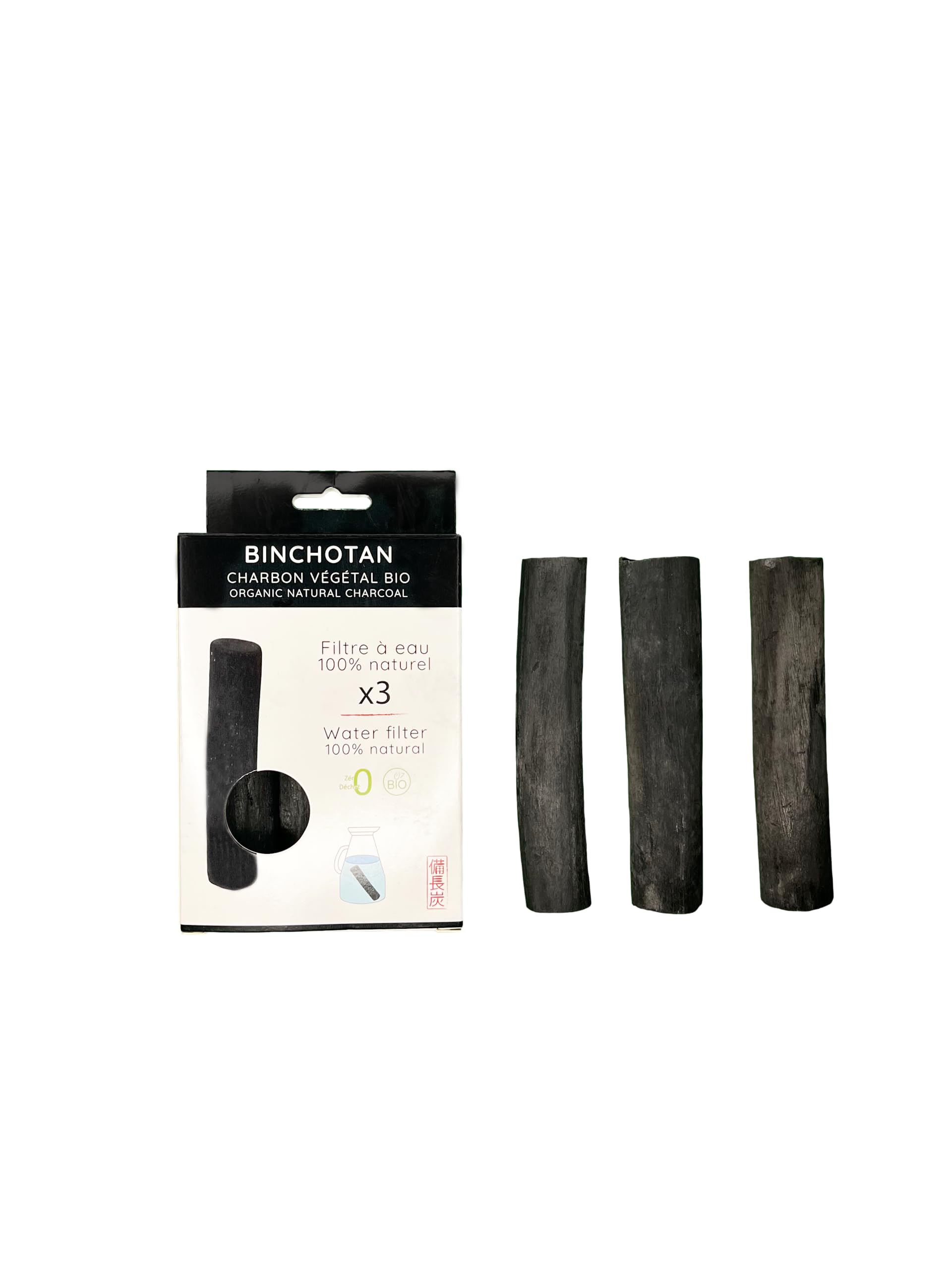 BIJIN ToKyo - Paris Bâton de charbon actif Binchotan BIO X3 – Filtre à eau naturel et végétal