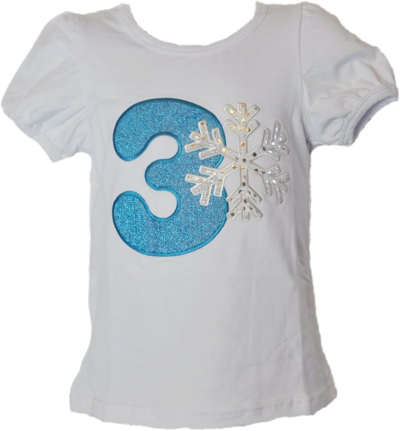 Frozen Snowflake Birthday Shirt with 4 Layers Sequim Trim Tulle Tutu (Age 2) White, Blue
