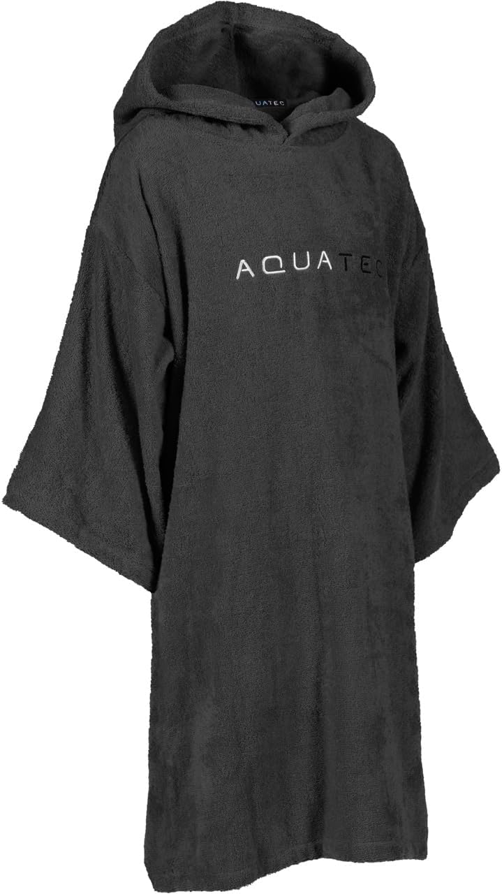 AQUATEC Towel Robes - 3 Colors Available | 4 Sizes | Premium Quality Cotton (One Size Fits All (Adults), Black)