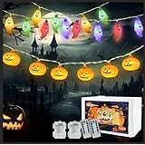 ハロウィン 飾り カボチャ お化け ライト 2点セット【合計40球全長6M 電池式 点灯パターン8種類】 LED ライト かぼちゃ Halloween LED装飾 かぼちゃ 幽霊リセット ハロウィングッズ 装飾 ストリングライト ランタン イルミネーション 吊り下げ おしゃれ 人気 装飾 雑貨 部屋 防水加工 室内/屋外に適用 各20球全長各3M(2点セット)