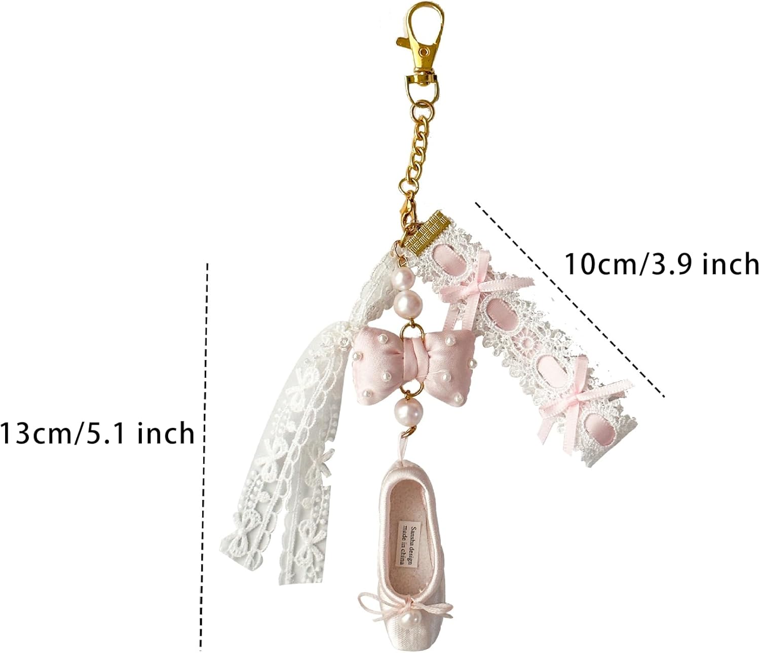 Cute And Fashionable Ballet Shoe Keychain, Suitable For Shoulder Bags, Wallets, Lace Shoulder Bag Charms (Black) - Image 6