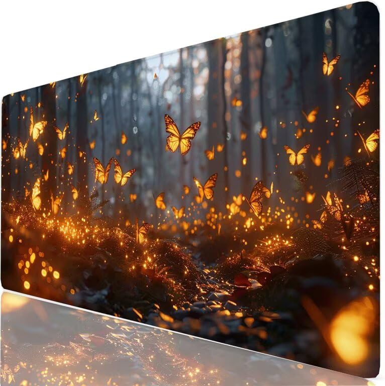Tapis de Souris Gaming Papillon XXL Anti Glisse pour Protéger Votre Bureau