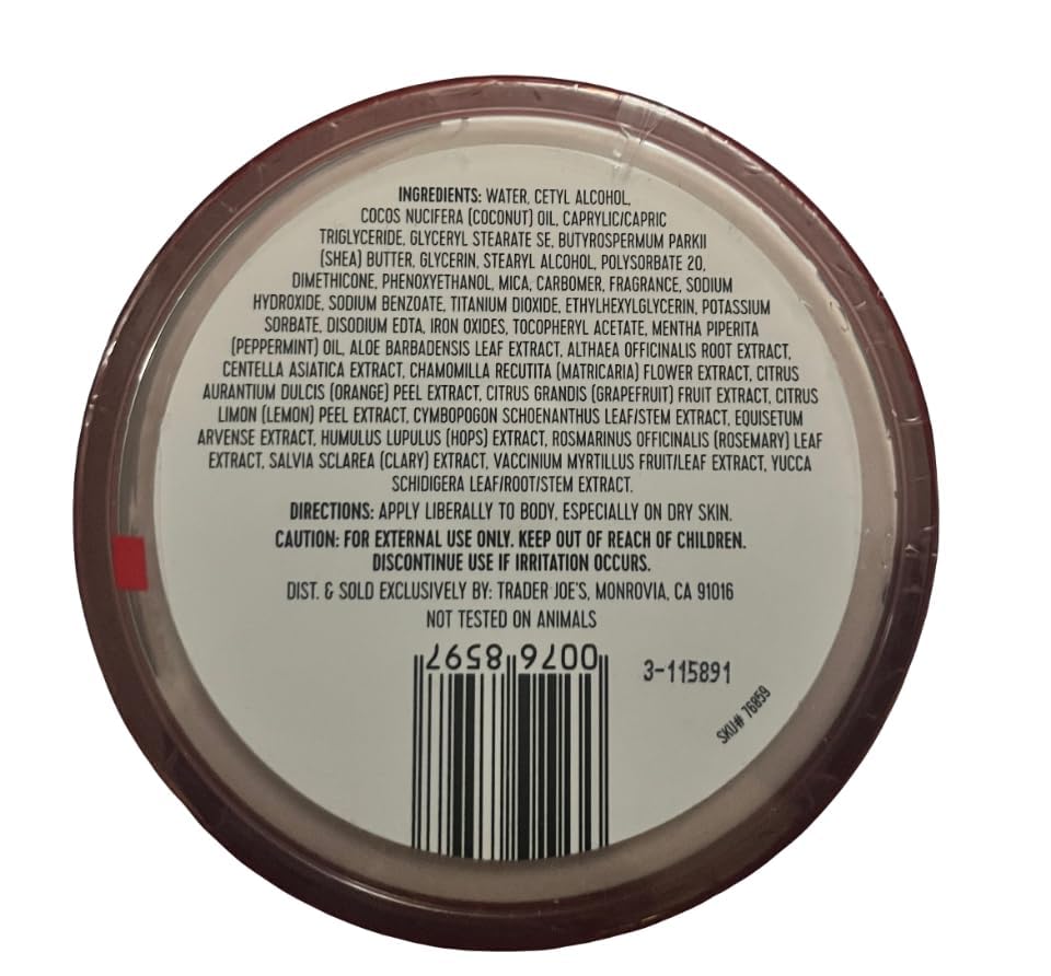 Shimmering Candy Cane Body Butter. NET WT. 8oz (227g) by Trader Js