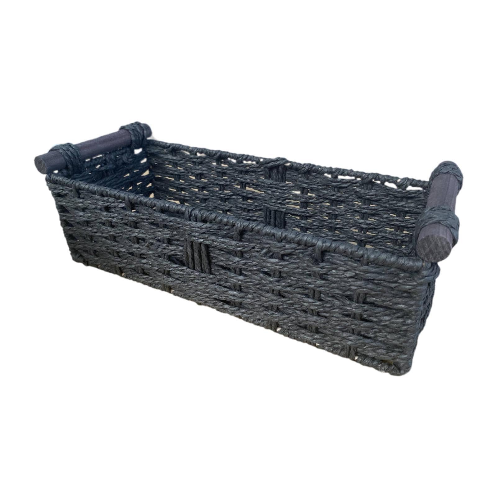 Storage Basket Countertop Cabinet Organizer Bin for Makeup Pastries Sundries Black-image-23