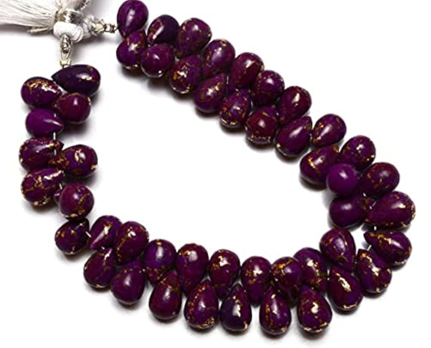 Perles turquoise mohave violette 10x7mm en briolette goutte d'Arizona