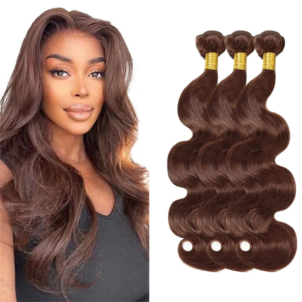 26 26 26 Inch Cheveux Humain Bundles Human Hair Extension Body Wave Unprocessed Brazilian Virgin Weave Hair Chocolate Brown Tissage Naturel Cheveux Humain Bundles for Women 50g/Bundle