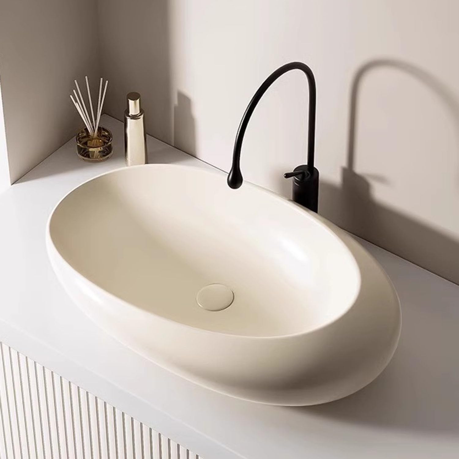 CSXSXAUO Ceramic Countertop Vessel Sink with Waste Drainer for Bathroom Vanity and Kitchen