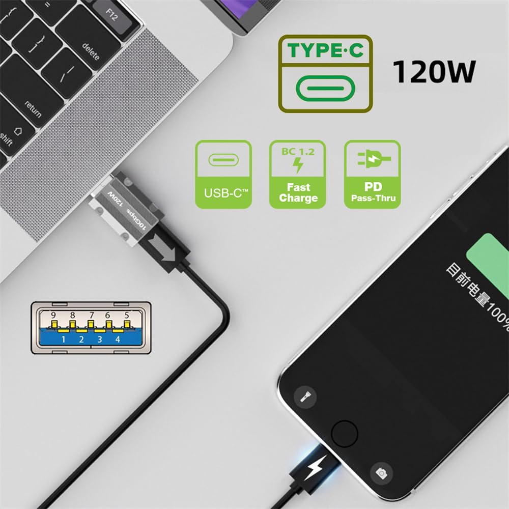 NFHK Adaptateur D'alimentation USB-C USB 3.1 Type C Femelle Vers