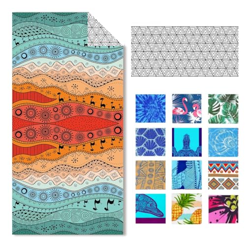 IGINOA Serviette de Plage Bain Microfibre 90x180cm Serviettes de Plage Anti Sable Drap Plage Grande Taille Beach Towel Sechage Rapide Femme XXL Serviette de Piscine Anti-Sable Adulte Homme Boho