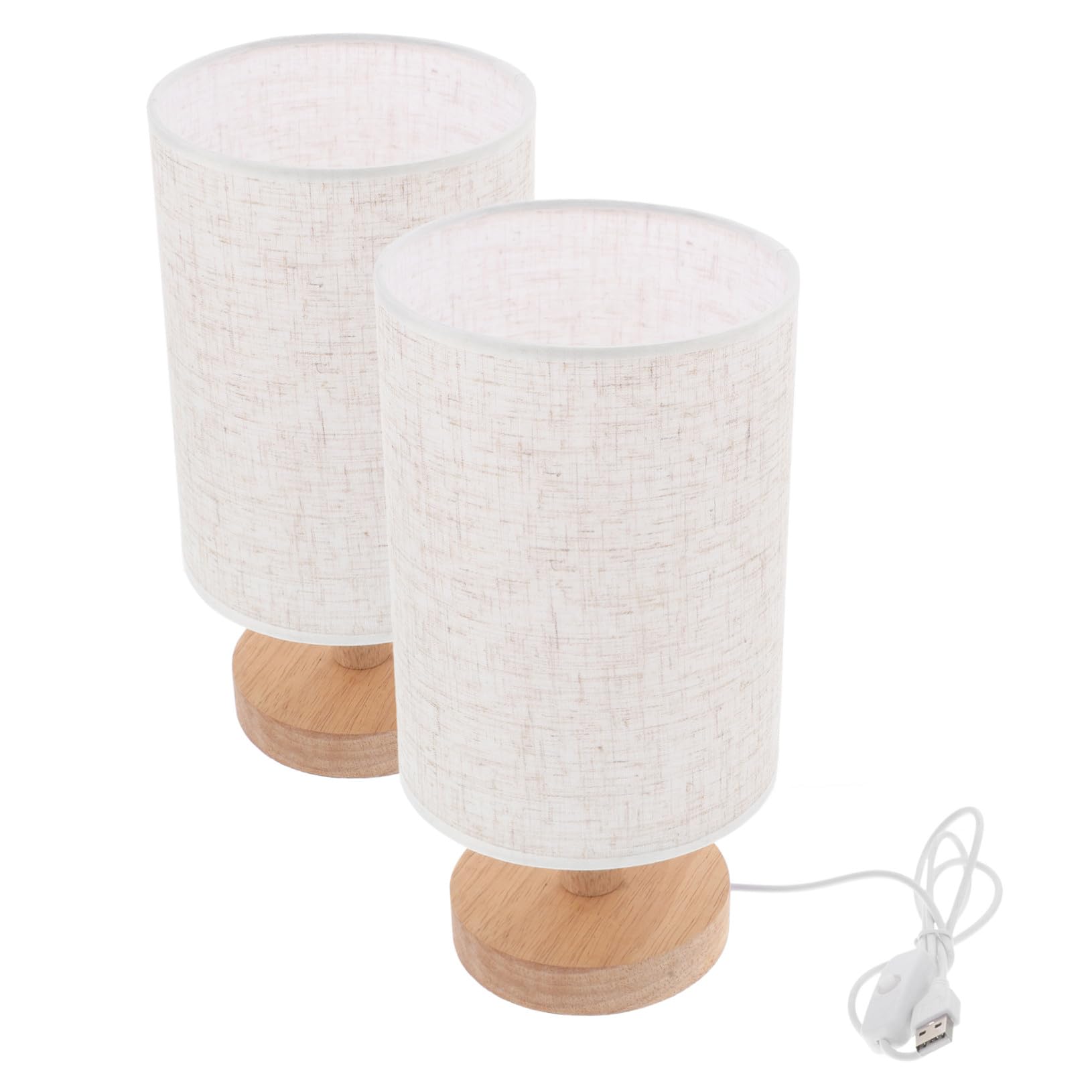 Lampada da Tavolo in Legno Massello 2 Pezzi Stile Nordico Retrò Tessuto e Metallo, Realizzazione Manuale DIY per Decorazione Casa e Luce Calda da Comodino