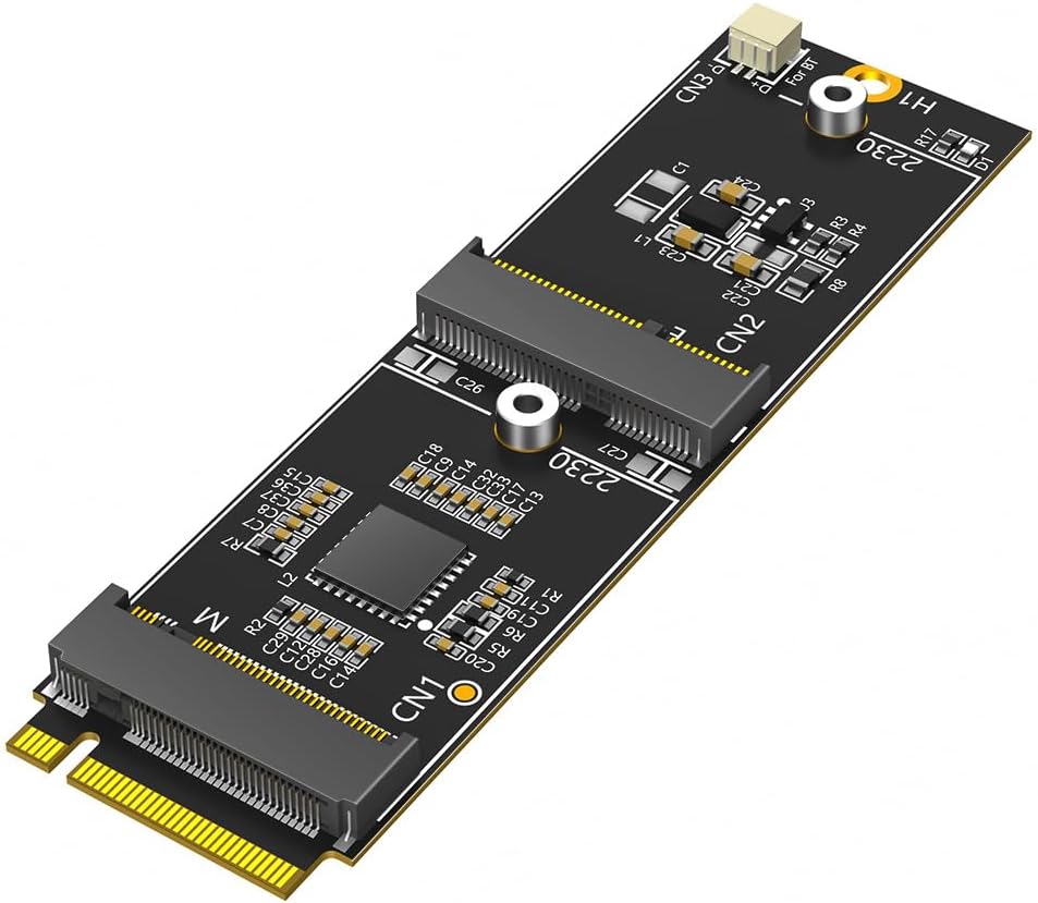 Sintech M.2 Key-M to Dual M.2 Adapter Card, Supports 2230 Key-E A/E Module/Key-M nVME SSD,Compatible with Intel 7260,8260,9260