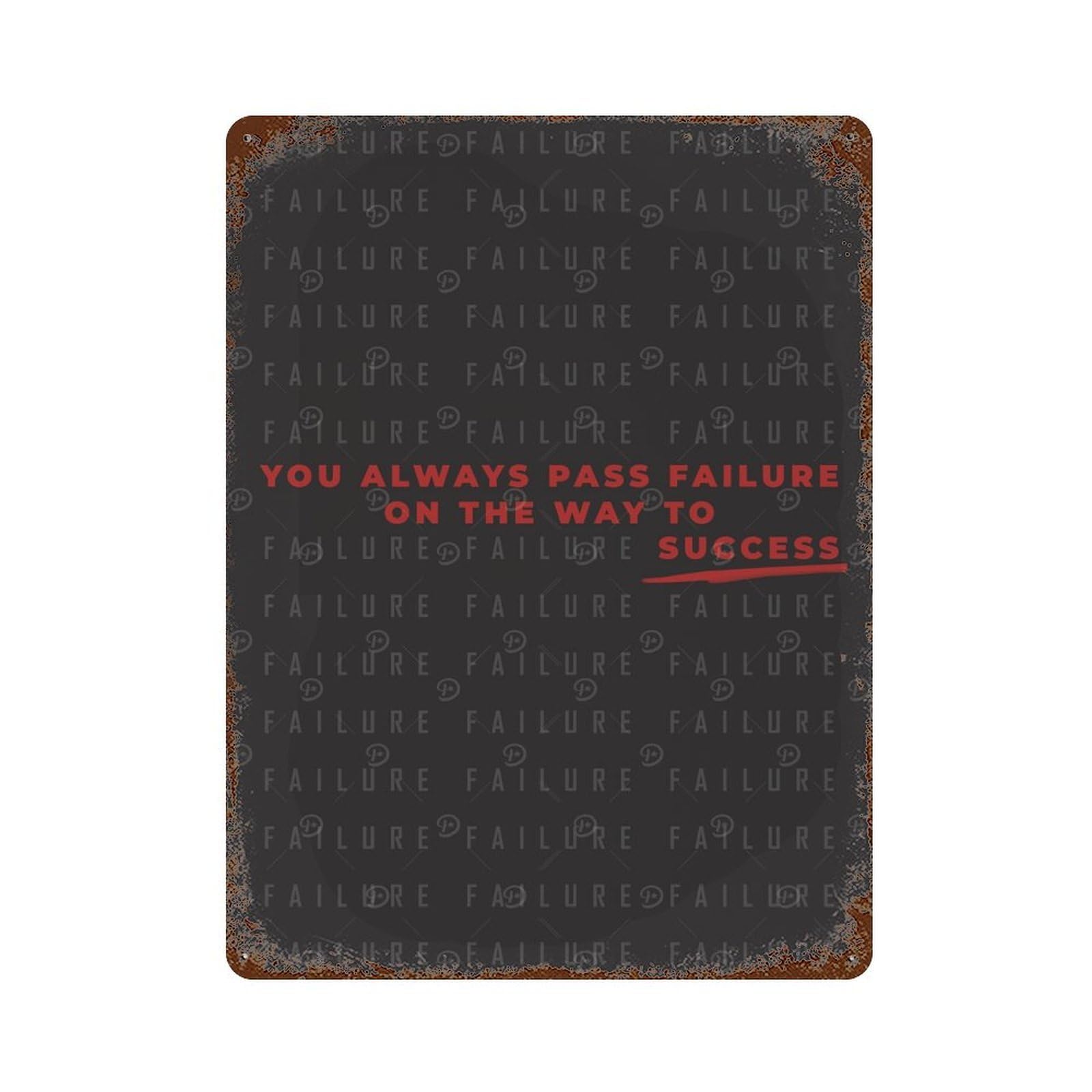 On The Way To Success 15.7"x11.8" Distressed Metal Wall Sign, Shabby Chic Decor for Shed, Workshop And Garage Wall Decor