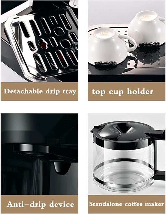 All-In-One Combination Coffee Maker Espresso Machine Home Drip Coffee Machine, 2-In-1 Coffee Machine, Suitable For Cappuccino Latte Mocha