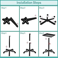 Vista 7 de Bandeja de salón con ruedas, bandeja enrollable ajustable para estilista con ruedas, bandeja de tatuaje de aluminio de alta calidad, adecuada