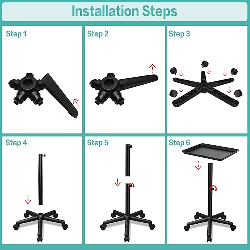Miniatura 7 de Bandeja de salón con ruedas, bandeja enrollable ajustable para estilista con ruedas, bandeja de tatuaje de aluminio de alta calidad, adecuada para