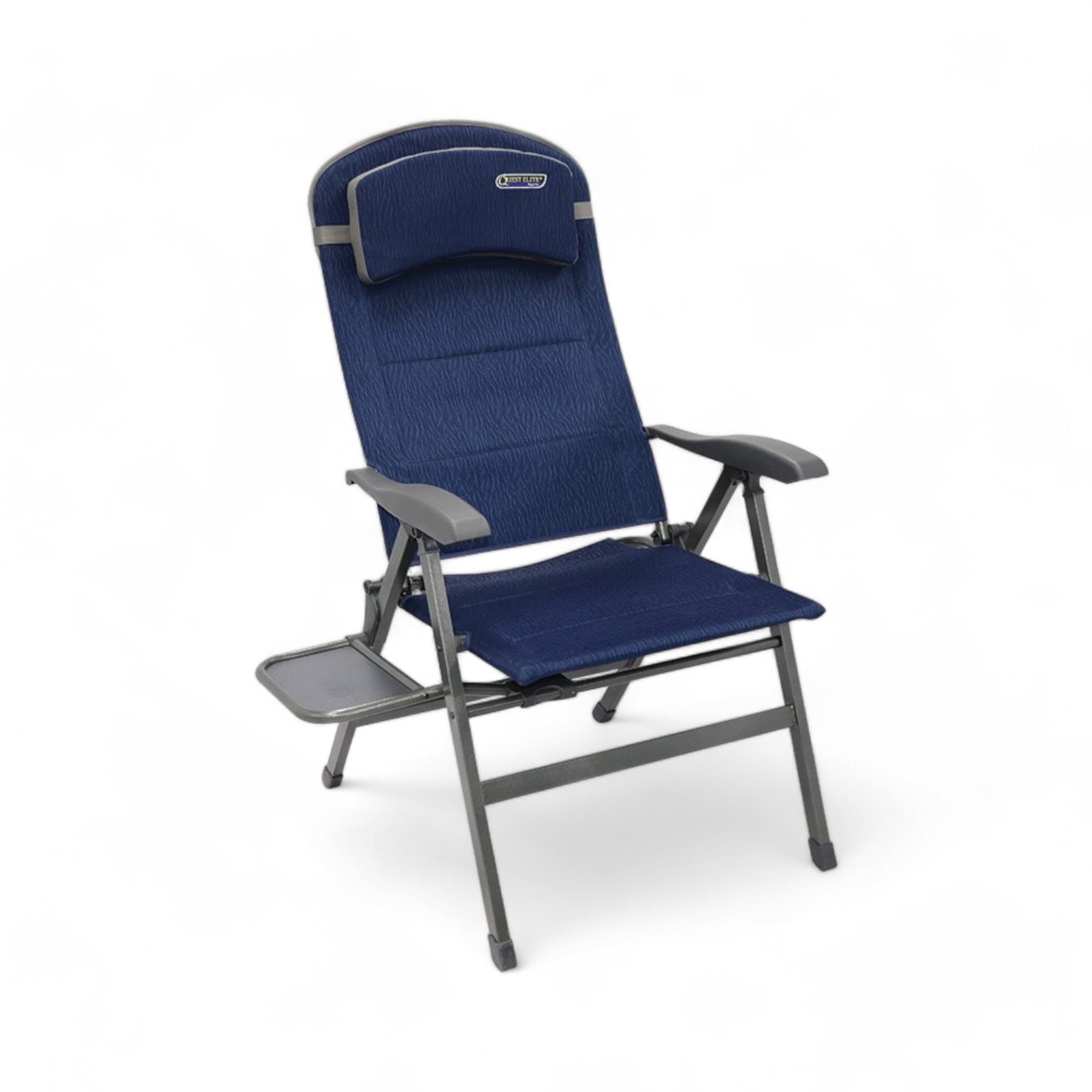 Quest Ragley Pro Blue Relax Chair With Table Caravan Camping Garden