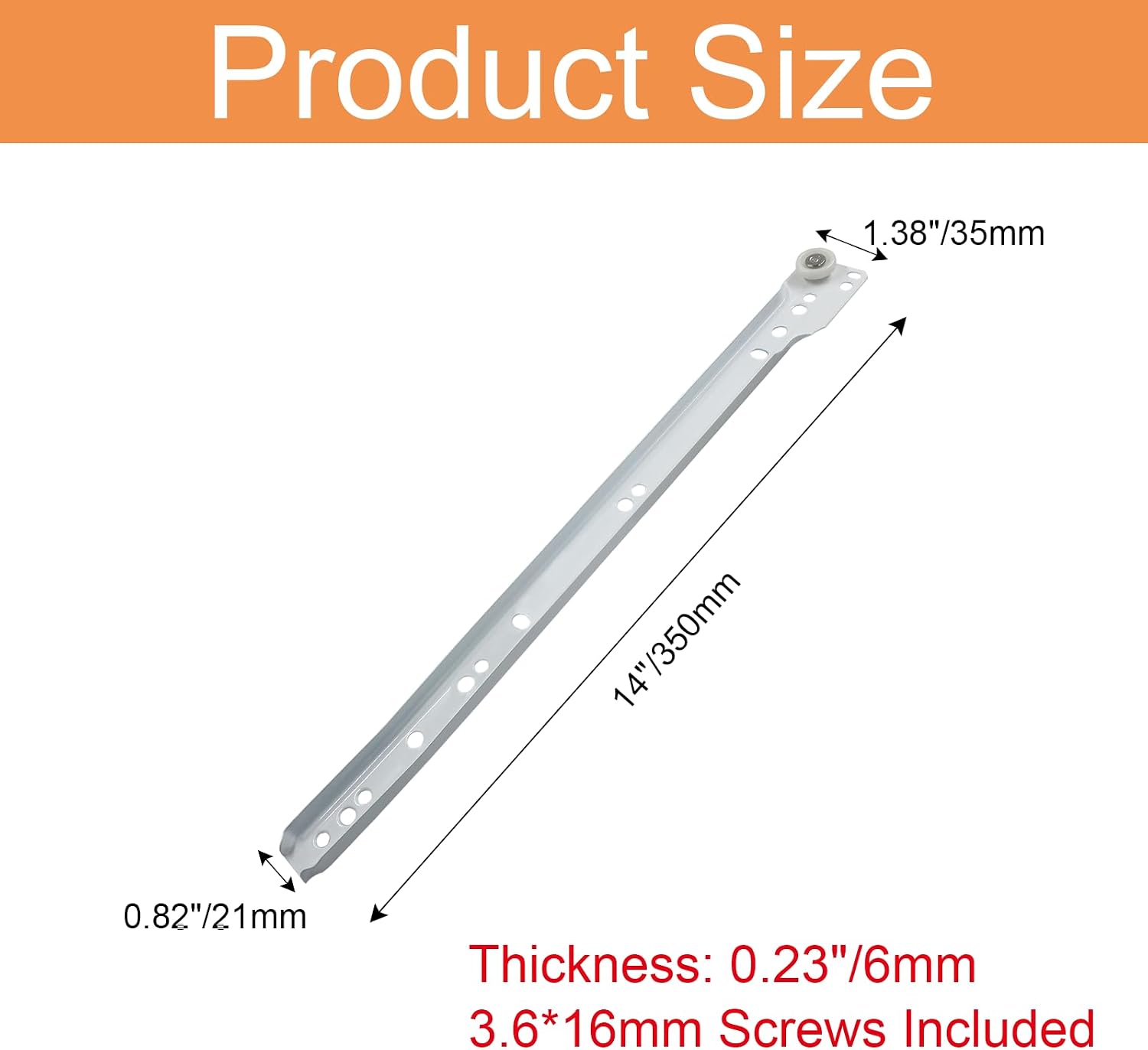 14 Inch Drawer Slides, 1 Pair, White Coated Steel