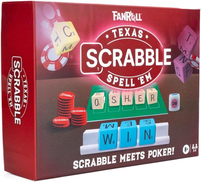 Fanroll Scrabble Texas Spell Em Board Game, Scrabble Meets Texas Hold 'Em Poker with Dice!