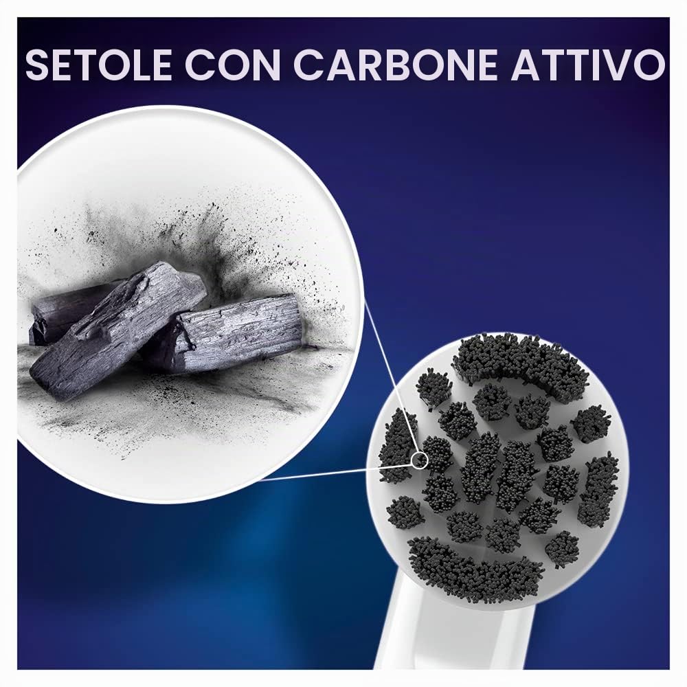 Oral-B Pure Clean - Set di 8 testine per spazzolino elettrico con setole di carbone attivo, spazzolini Oral-B