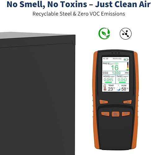 Miniatura 3 de Armario de acero con puertas de bloqueo, estantes ajustables y barra para colgar, armario de almacenamiento de metal grande para ropa, herramientas,