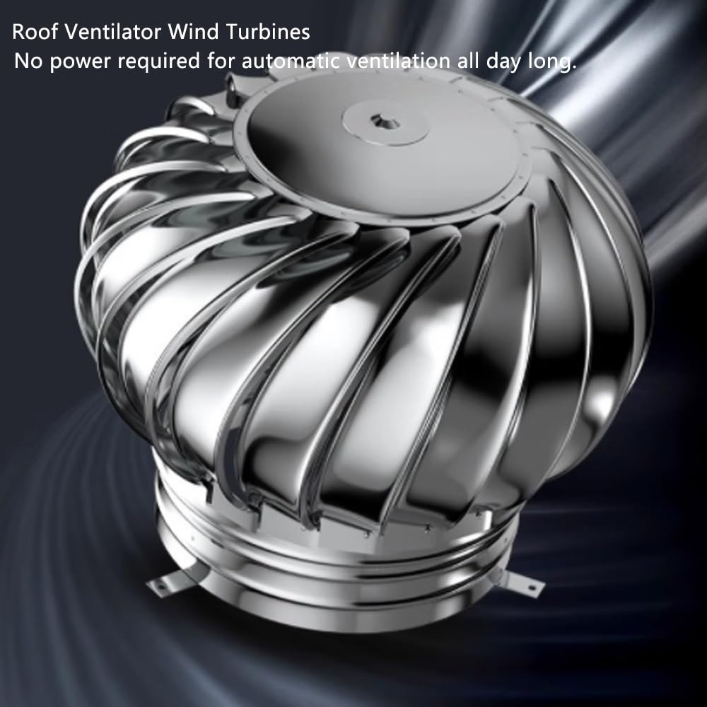 Cappello Eolico per Canne Fumarie, Comignolo Girevole per Stufa Diametro 110mm 160mm 200mm 250mm 300mm 400mm, Aspiratore Fumi Uscita di Tetto, Cappa Antiruggine(250mm/10inch)