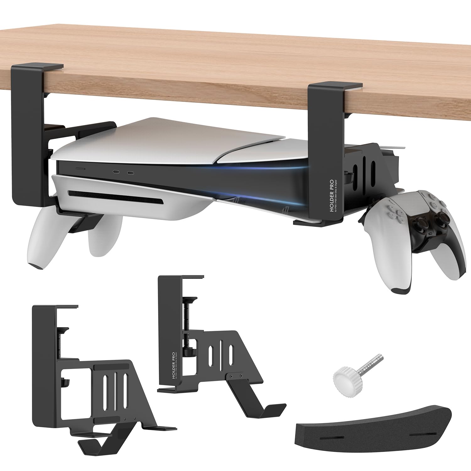 JUSPRO PS5 Under Desk Mount Holder Accessories Compaitble with PS5 Pro Slim Disc Digital Edition Console