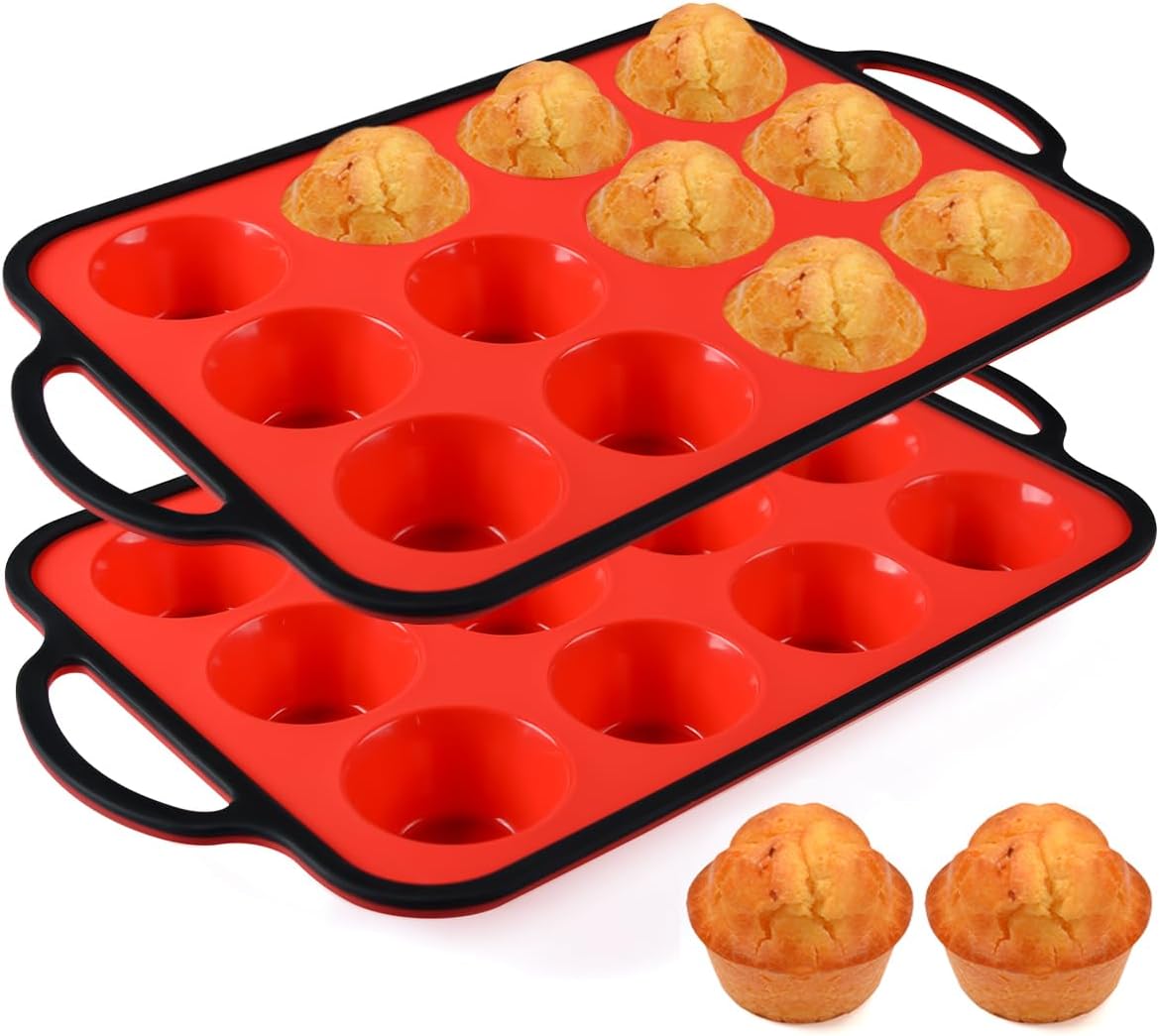 CAKETIME Silicone Muffin Pan, Metal Reinforced Frame Jamaica Ubuy