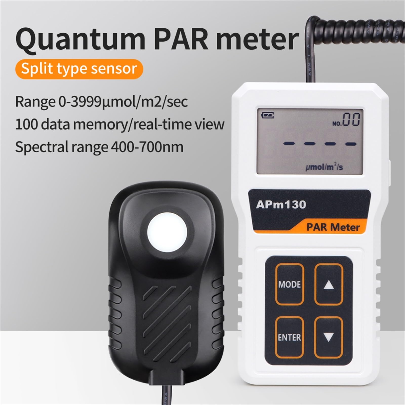 Luxmeter, APM130 PAR Meter Hochpräziser Lichtintensitätstester Digitales Lichtenergiemessrät PPFD-Messung for Pflanzenwächshäuser