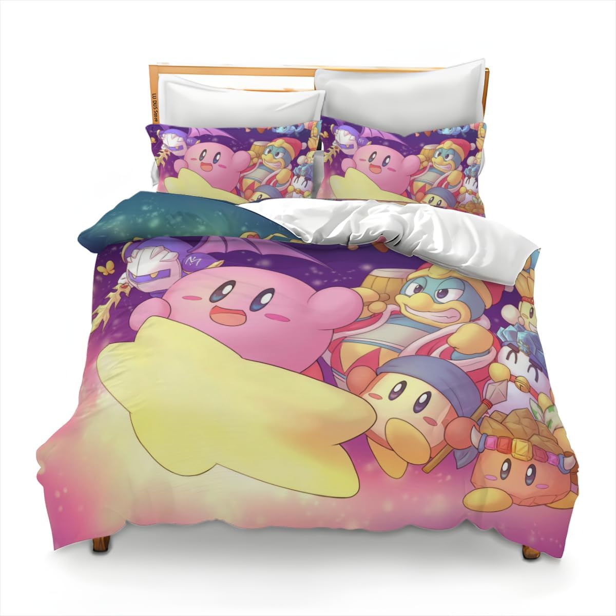 venberKawaii Bed Cover Cute Cartoon Bedding Sets 3D Printed Lightweight Room Decor Sets, 1 Duvet Cover and 2 Pillow Kids Boys Girls