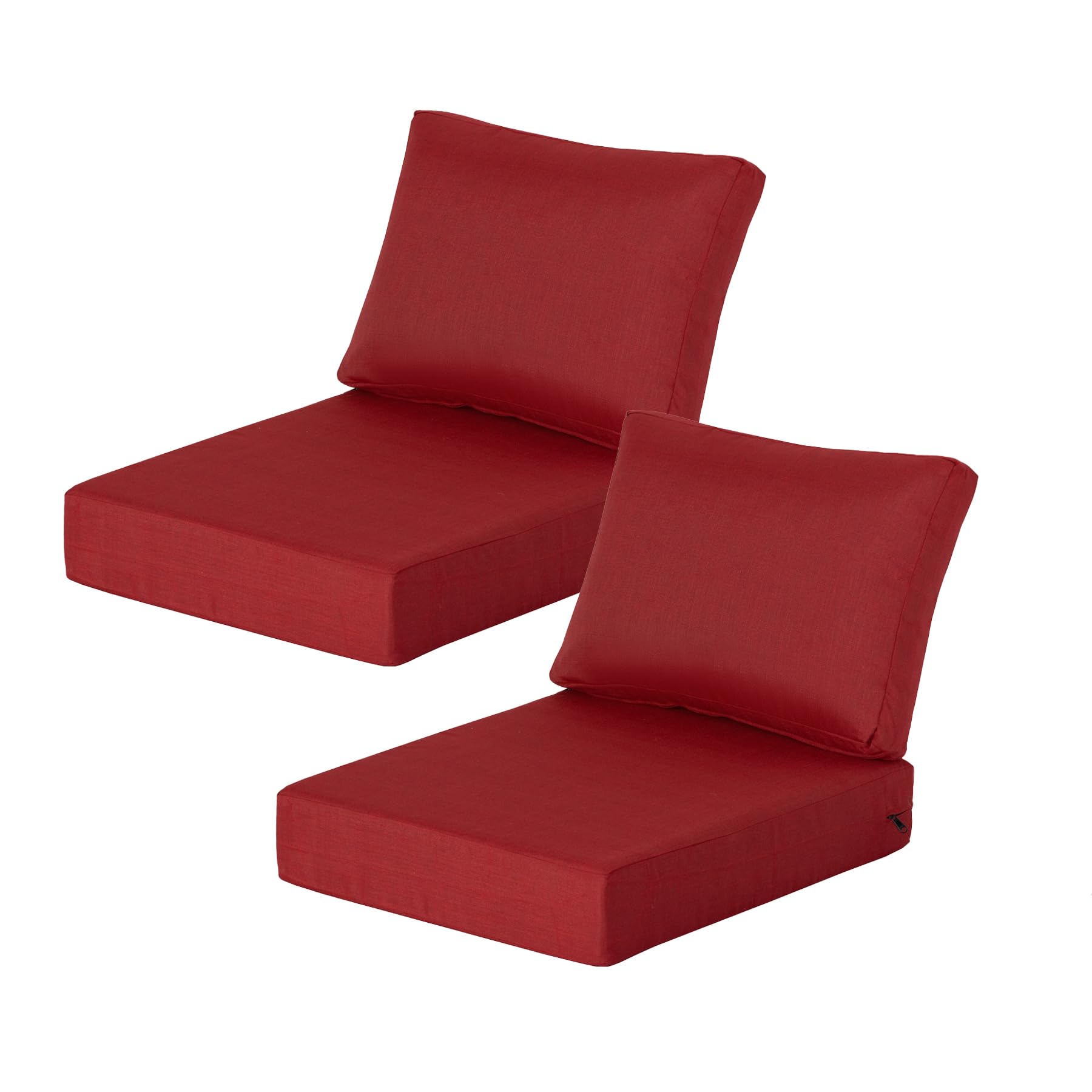 Photo 1 of Localive 21.5x25.5 Inch Outdoor Deep Seat Cushions Set of 2,Thick High-Density Foam, Water-Resistant, Piped Edges & YKK Hidden Zipper for Patio Furniture,Chili