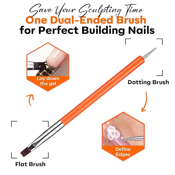 modelones Builder Nail Gel 3 Colors, Clear Nude Pink Builder Hard Gel Nail Kit with Dual End Brush, Acrylic Clamps, 100PCS Paper Forms for Building Sculpting LED Cured Extension Apex