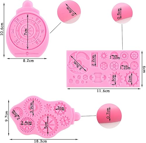 Miniatura 4 de ZiXiang Steampunk Gear - Molde de silicona para brújula, engranajes, dientes, fondant, para decoración de tartas con temática de viaje steampunk