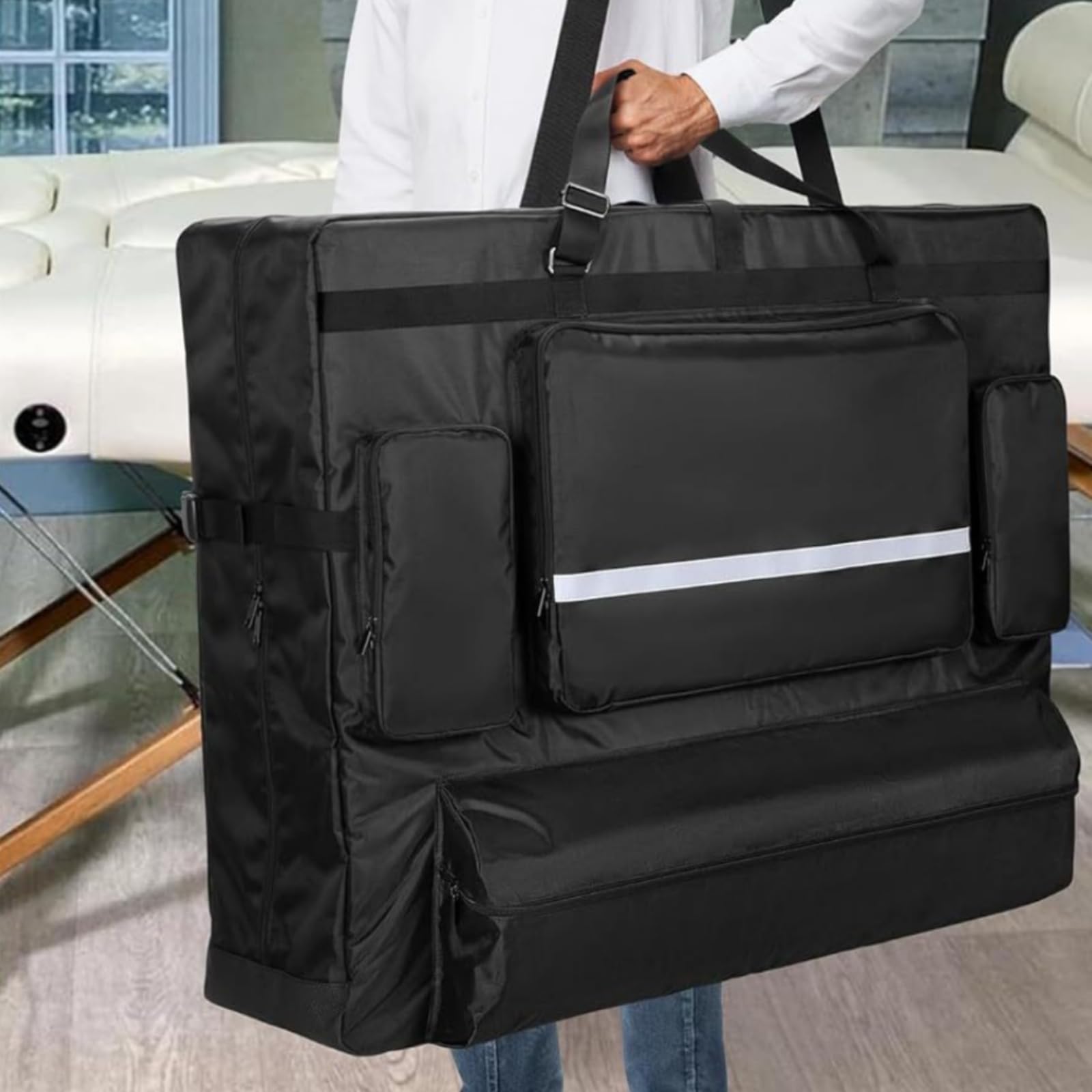 harayaa Massagebett Tragetasche Aufbewahrungstasche Transporttasche Polyester mit Reißverschluss Und Tragegriffen mit Zubehörfächern Und Riemen für Therapeuten Haus Unterwegs