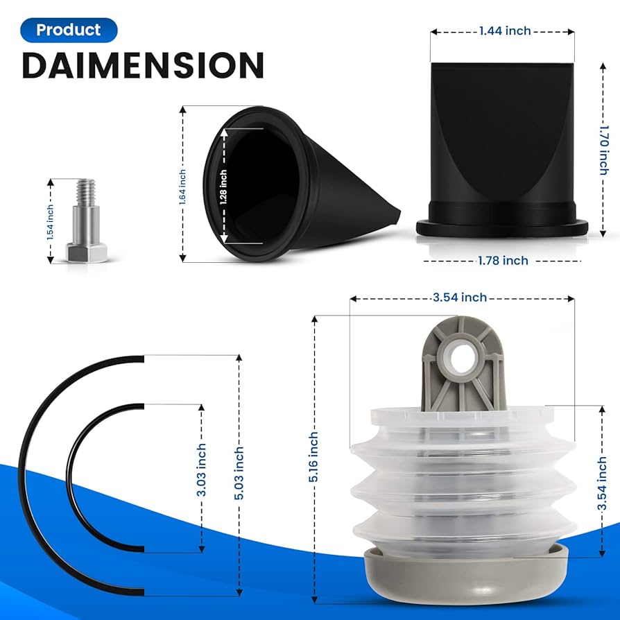 Pump Bellow Kit, 1 1/2 Inch Duckbill Valve Kit, O-Ring Kit Compatible With Dometic Sealand S T J VHT VG Series Vacuum Pump Exact Replace 385230980 385310076 385310151, For Marine RV Toilet, 8Pcs