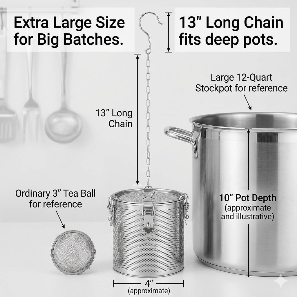 Hemoton Boule à thé en acier inoxydable pour assaisonnement et soupe - 16 cm