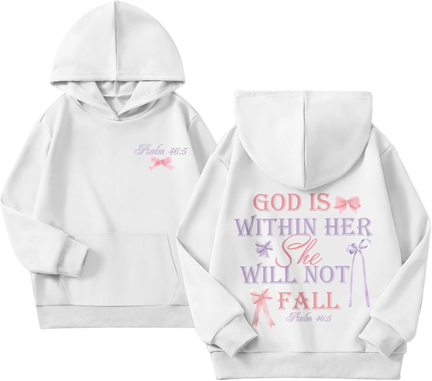 Girl's Christian Graphic Hoodie God is Within Her Hoodies for Kids Jesus Faith Religious Sweatshirts Pullover Tops