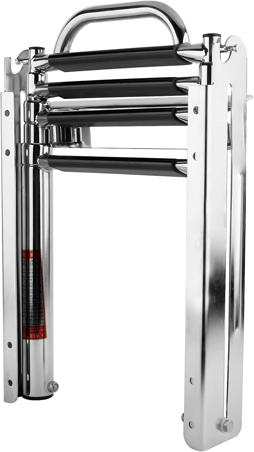 Amarine Made Boat Ladder, 4-Step Sliding Ladder with Stainless Steel 316 Spring Loaded Latch, Carry Handle and Pop-N-Lock