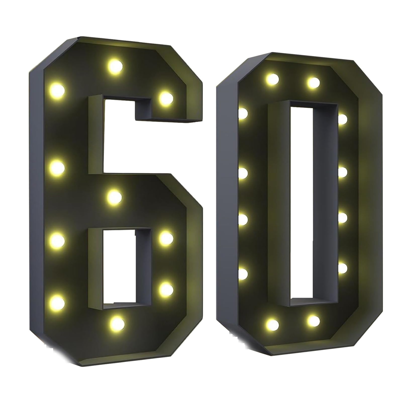 2.3FT/3.3FT/4FT Marquee Light Up Numbers, Black Giant Marquee Number 16 21, Pre-Cut Foam Board Set Can Be Used for Birthdays,Weddings, Party Anniversaries(60,120cm(4FT))