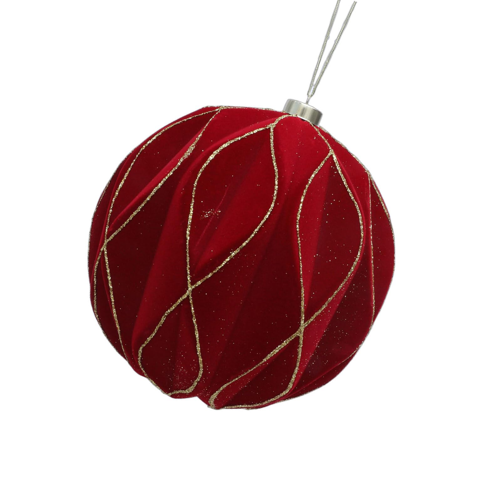 Whoasyst Glittering Rhombus Textured Velvety Christmas Orbs Decorations Shatter Resistant Plastomer Decorative Baubles for Tree Staircase Mantals Blanketed Christmas Ball