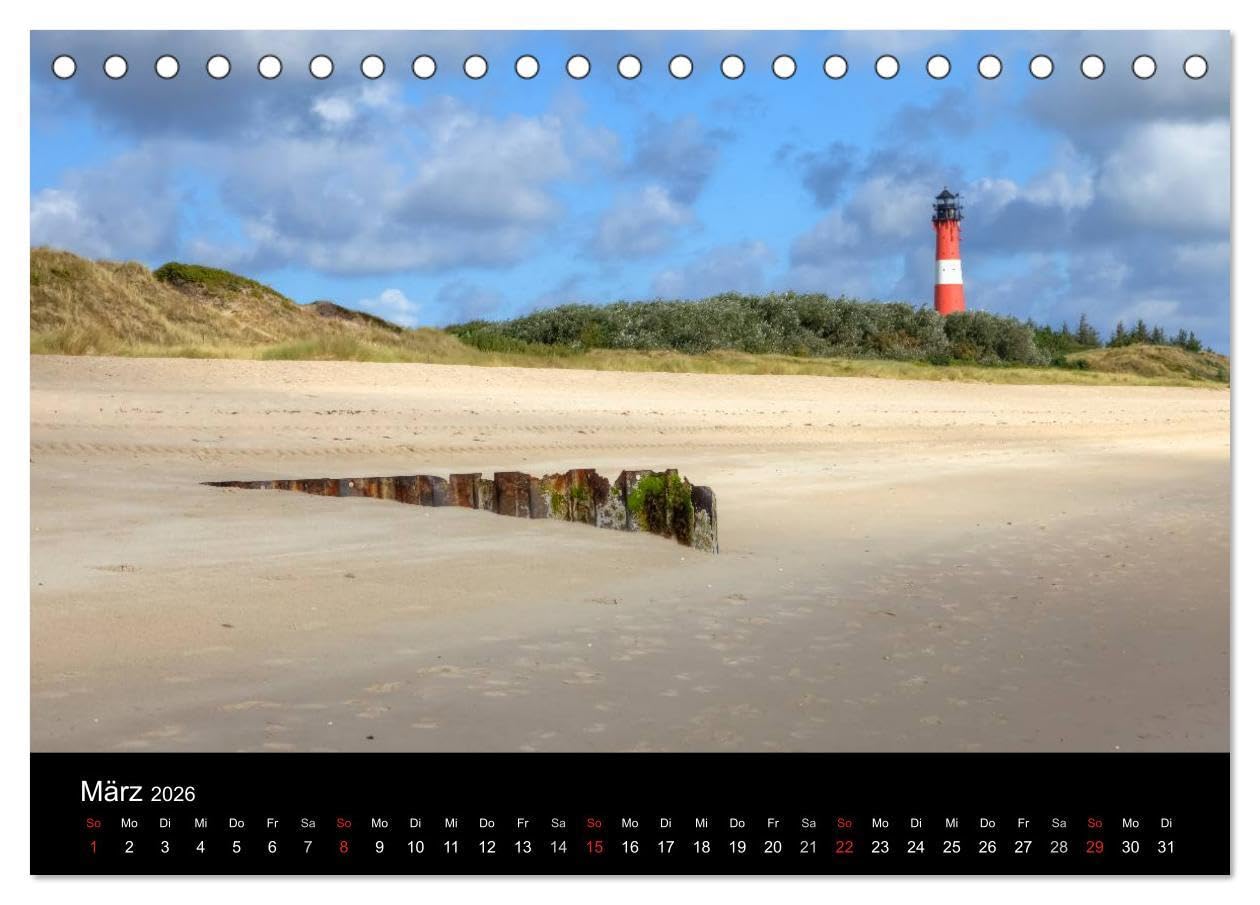 Sylt (Tischkalender 2026 DIN A5 quer), CALVENDO Monatskalender: Dünenlandschaft, wildes Brandungsmeer, sanftes Wattenmeer, reetdachgedeckte ... die schönsten Seiten Sylts. (CALVENDO Natur)