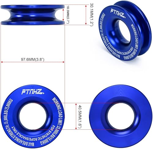 Miniatura 5 de PTNHZ Anillo de recuperación de arrebatamiento de cabrestante 55,000 libras, resistencia mínima a la rotura, polea de retención de cuerda,