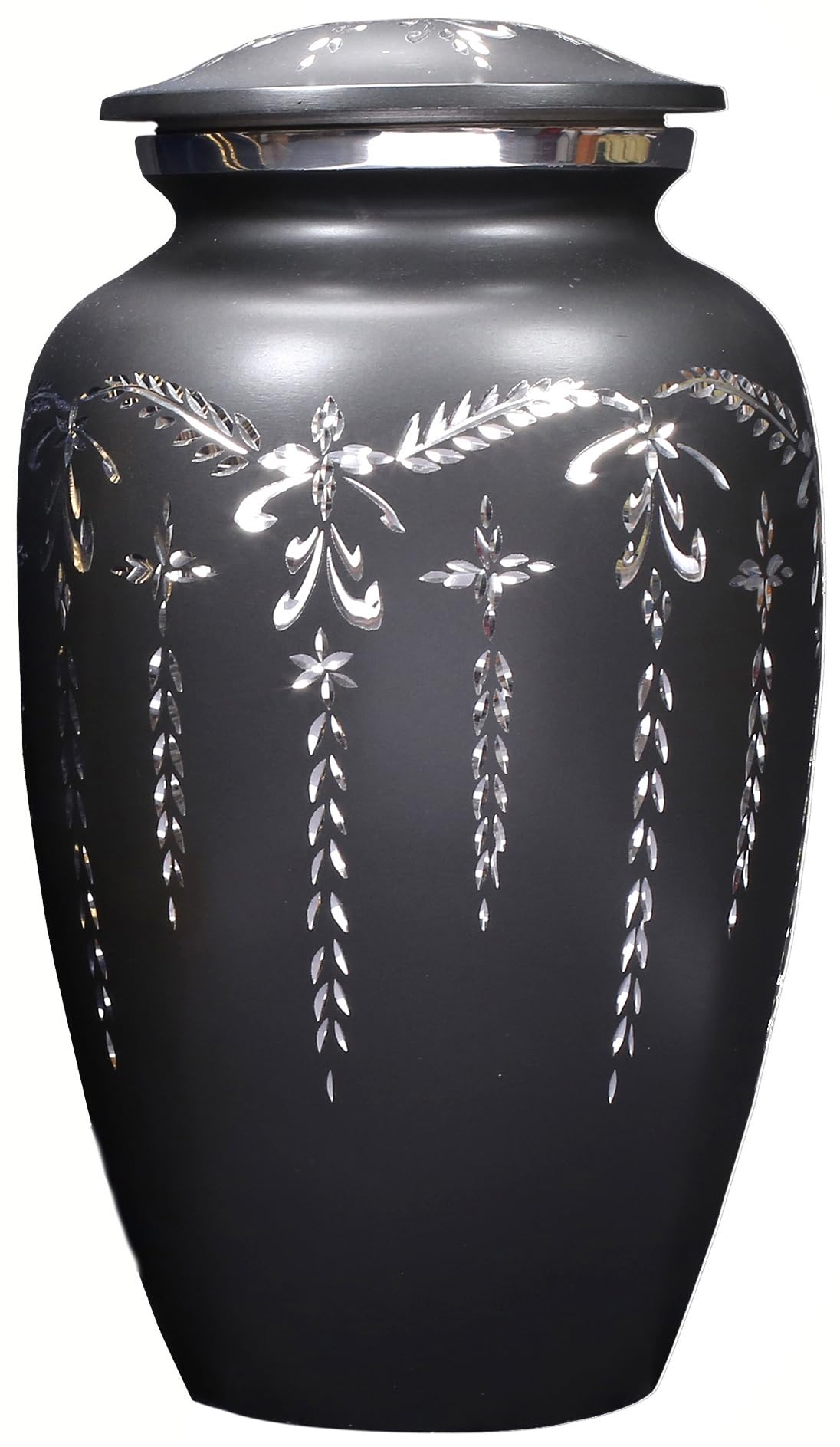Alpha Living HomeAlpha Living Home Cremation Urn for Ashes - Adult Funeral Urn Handcrafted - Affordable Urn for Ashes - Large Solid Funeral Memorial with Elegant Finish for Cemetery Burial - Slate Gray Diamond Cut