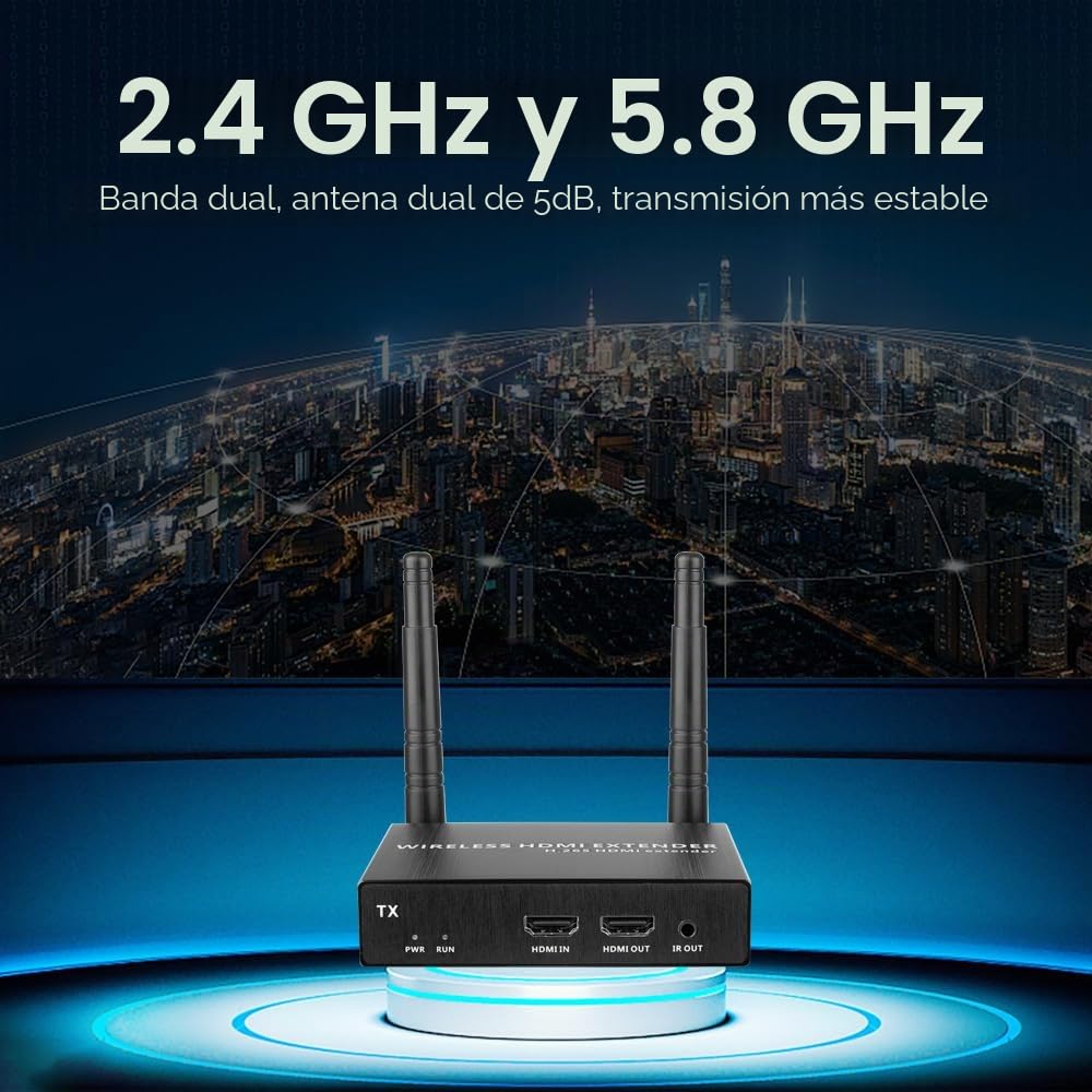 EXVIST Receptor transmisor Extensor inalámbrico HDMI básico 4K con Bucle de Salida HDMI, hasta 656 pies, Soporte IR, Adecuado para transmitir Video Desde PC, Youtube, PS4 a HDTV o proyector, etc.