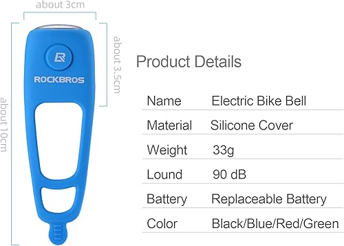 Miniatura 7 de ROCKBROS Electra - Campana de bicicleta eléctrica para bicicleta, cuernos de bicicleta, campanas de bicicleta resistentes al agua