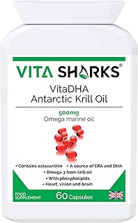 VitaDHA Antarctic Krill Oil a Potent Source of EPA & DHA Supporting Brain Function, Heart Health, Blood, Hair, Skin, Joint...